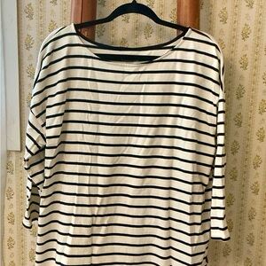 L.L. Bean Navy and White Striped Long Sleeve Knit Top 24”